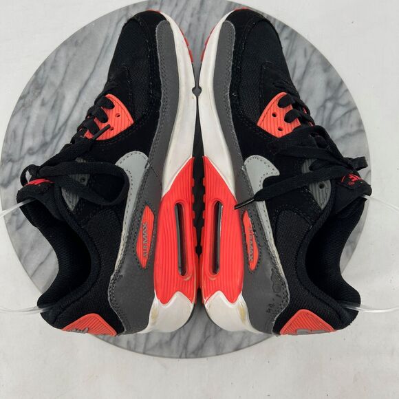 Nike Womens 8 Air Max 90 Essential 2013 Shoes Black Infrared Sneaker 537384-006 - Picture 7 of 14